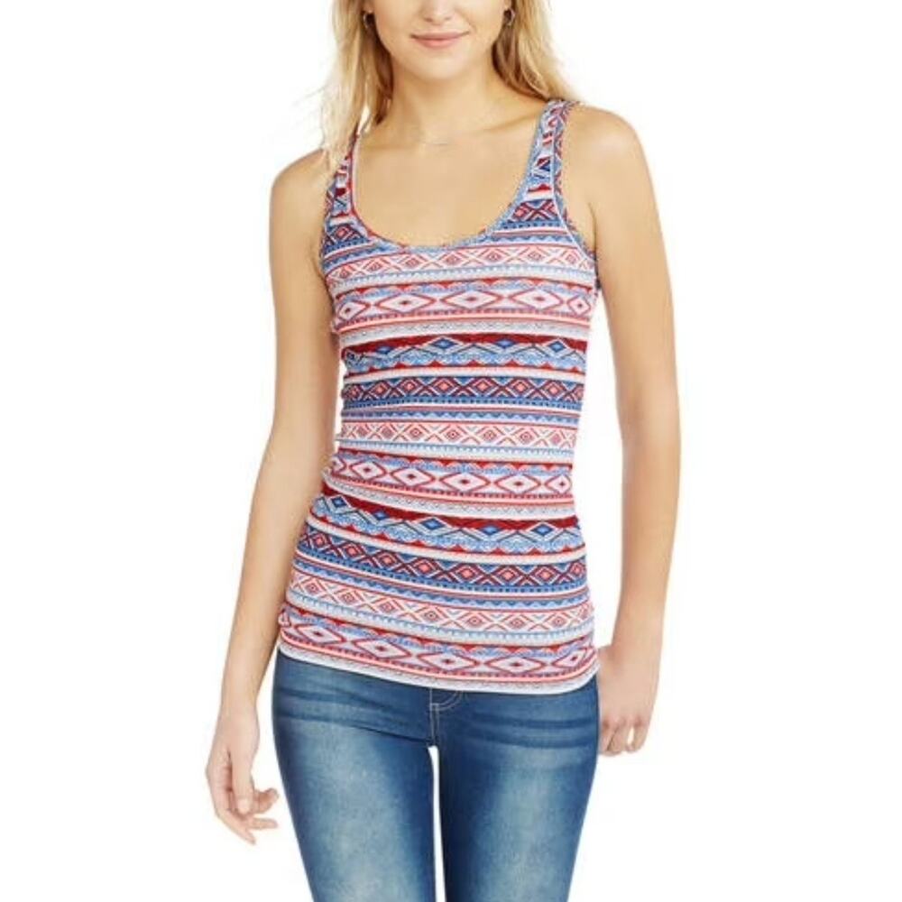 Must-Have Women's XL Essential Cotton Rib Tank Southwestern Pattern Long Top